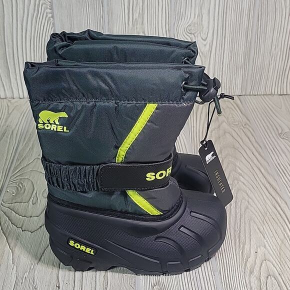 Sorel Flurry Waterproof Insulated Snow Boot Spruce Green Kids Toddler Size 8 NEW - Picture 3 of 12
